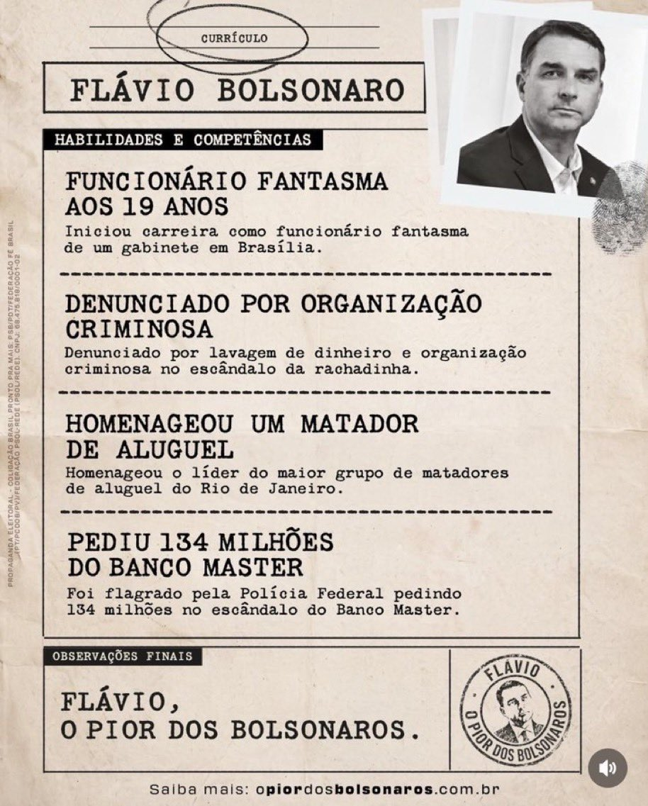 TSE manda suspender propaganda Lula sobre ‘currículo de Flávio’ que cita Master e rachadinha